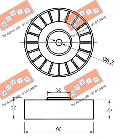 Deflection/Guide Pulley, V-ribbed belt