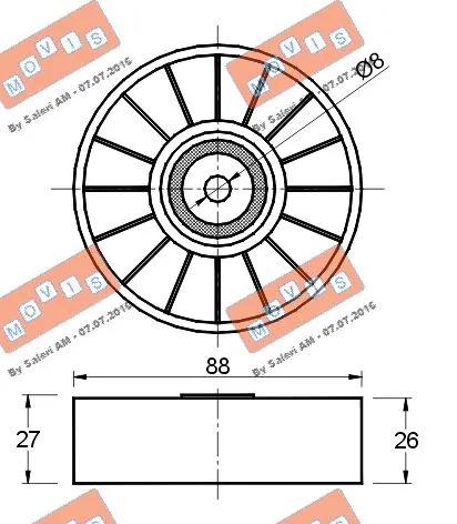 Deflection/Guide Pulley, V-ribbed belt