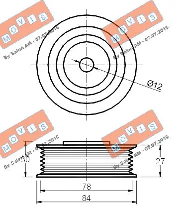 Deflection/Guide Pulley, V-ribbed belt