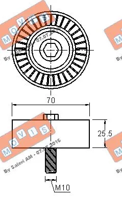 Deflection/Guide Pulley, V-ribbed belt