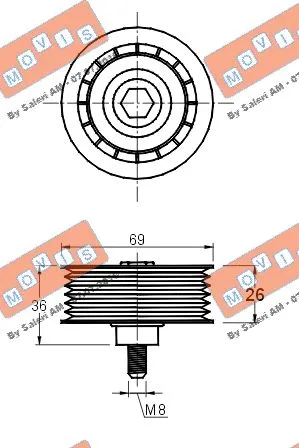 Deflection/Guide Pulley, V-ribbed belt