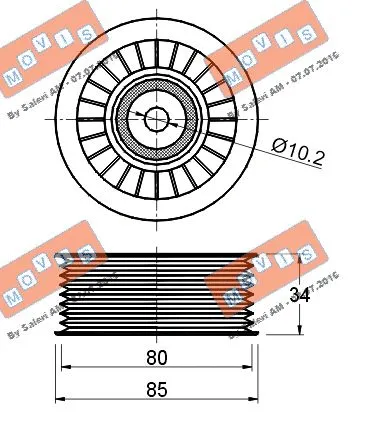 Deflection/Guide Pulley, V-ribbed belt