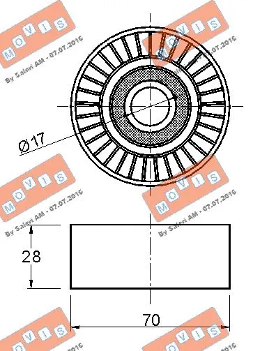 Deflection/Guide Pulley, V-ribbed belt