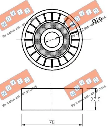 Deflection/Guide Pulley, V-ribbed belt