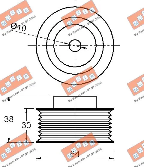 Deflection/Guide Pulley, V-ribbed belt