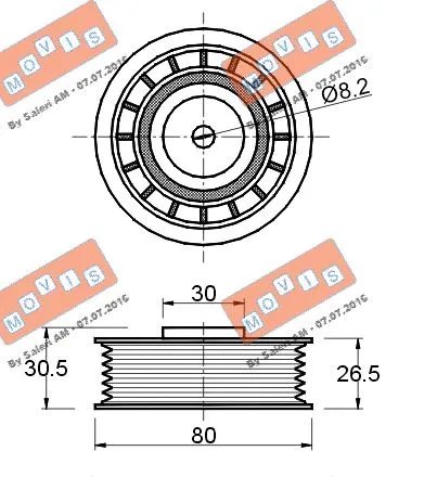 Deflection/Guide Pulley, V-ribbed belt