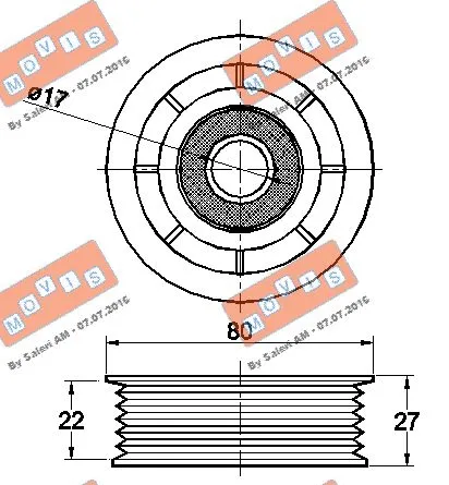 Deflection/Guide Pulley, V-ribbed belt