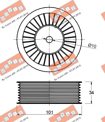 Deflection/Guide Pulley, V-ribbed belt