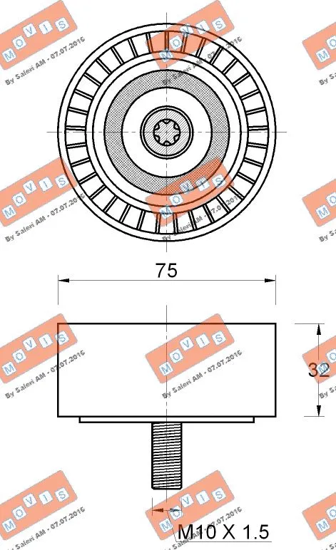 Deflection/Guide Pulley, V-ribbed belt