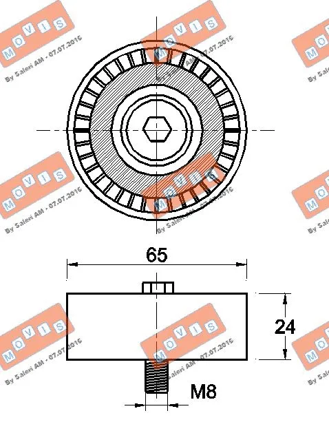Deflection/Guide Pulley, V-ribbed belt