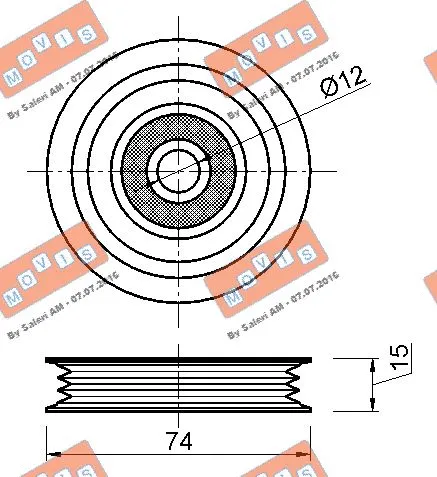 Deflection/Guide Pulley, V-ribbed belt
