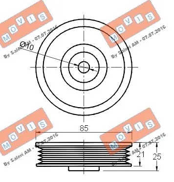 Deflection/Guide Pulley, V-ribbed belt