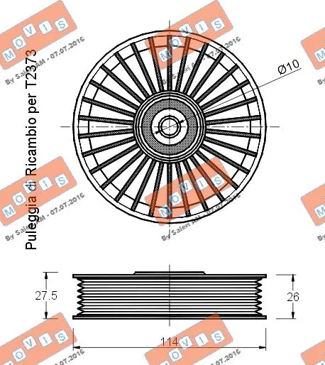 Deflection/Guide Pulley, V-ribbed belt