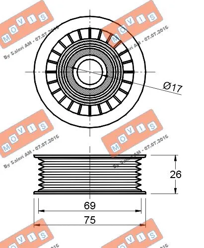 Deflection/Guide Pulley, V-ribbed belt