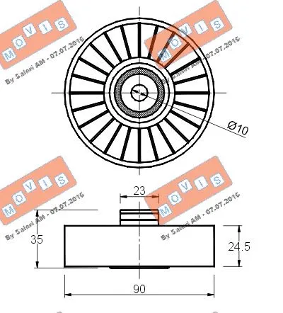 Deflection/Guide Pulley, V-ribbed belt