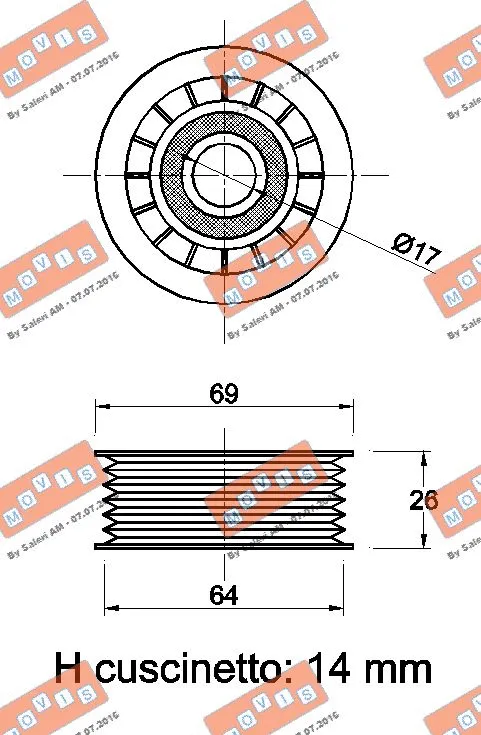 Deflection/Guide Pulley, V-ribbed belt
