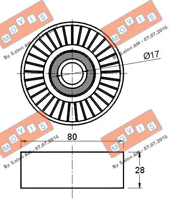 Deflection/Guide Pulley, V-ribbed belt