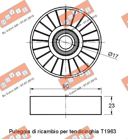 Deflection/Guide Pulley, V-ribbed belt