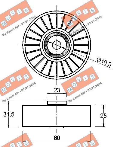 Deflection/Guide Pulley, V-ribbed belt