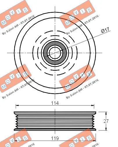 Deflection/Guide Pulley, V-ribbed belt