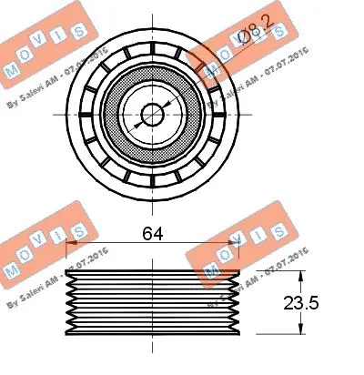 Deflection/Guide Pulley, V-ribbed belt