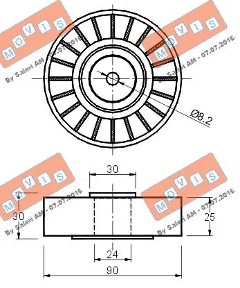 Deflection/Guide Pulley, V-ribbed belt