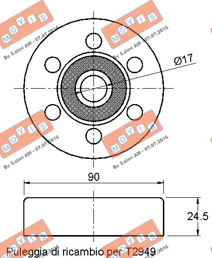 Deflection/Guide Pulley, V-ribbed belt