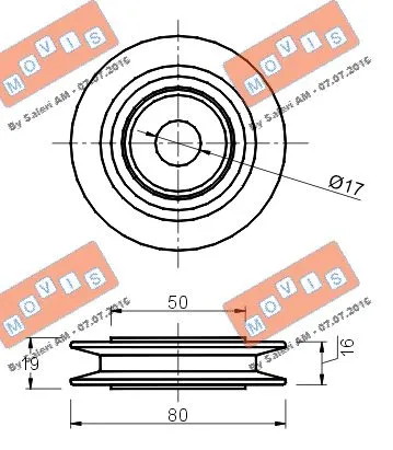Deflection/Guide Pulley, V-ribbed belt (AST1652)