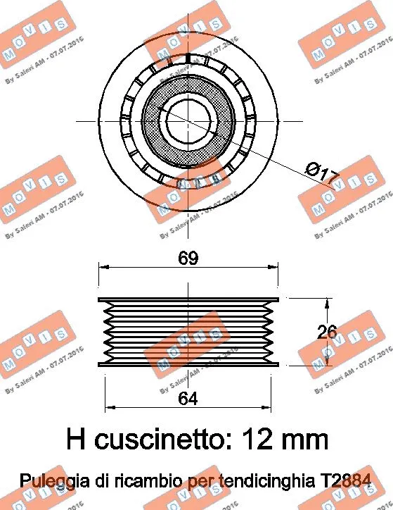 Deflection/Guide Pulley, V-ribbed belt
