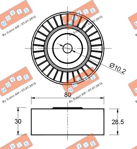 Deflection/Guide Pulley, V-ribbed belt