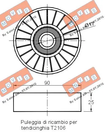 Deflection/Guide Pulley, V-ribbed belt