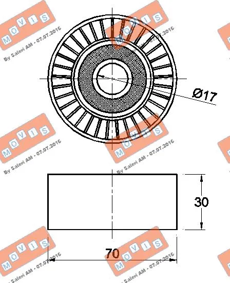 Deflection/Guide Pulley, V-ribbed belt