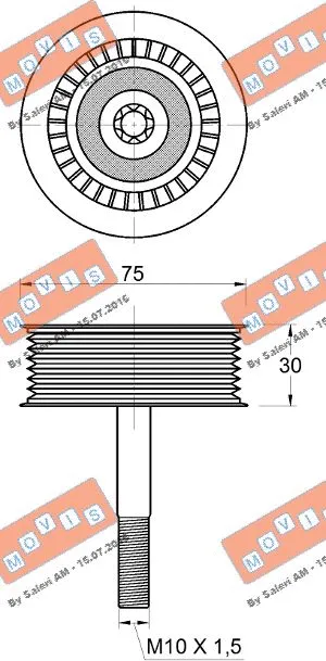 Deflection/Guide Pulley, V-ribbed belt