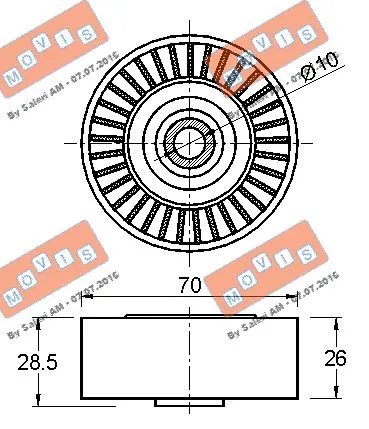 Deflection/Guide Pulley, V-ribbed belt