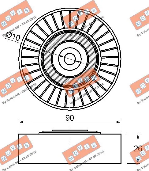 Deflection/Guide Pulley, V-ribbed belt
