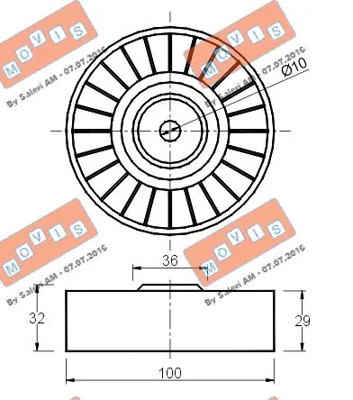 Deflection/Guide Pulley, V-ribbed belt