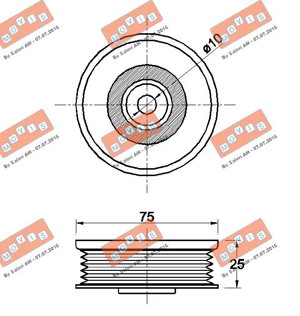 Deflection/Guide Pulley, V-ribbed belt
