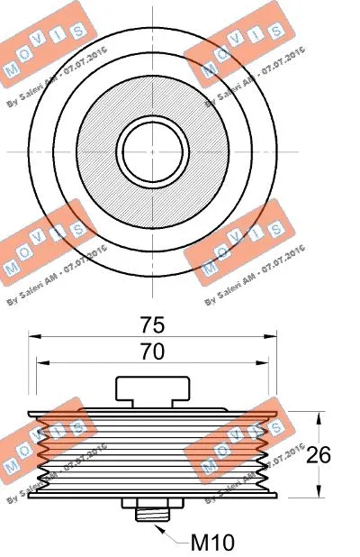 Deflection/Guide Pulley, V-ribbed belt