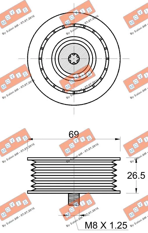 Deflection/Guide Pulley, V-ribbed belt
