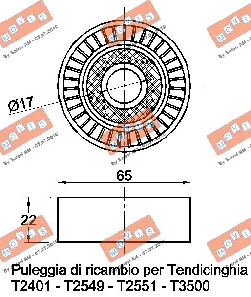 Deflection/Guide Pulley, V-ribbed belt