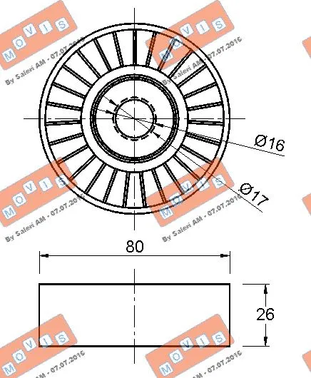 Deflection/Guide Pulley, V-ribbed belt
