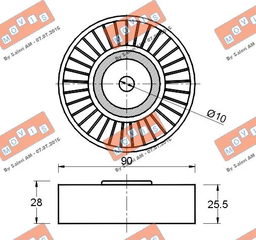 Deflection/Guide Pulley, V-ribbed belt