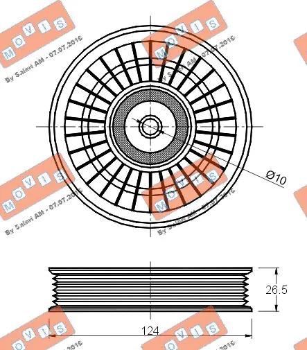 Deflection/Guide Pulley, V-ribbed belt