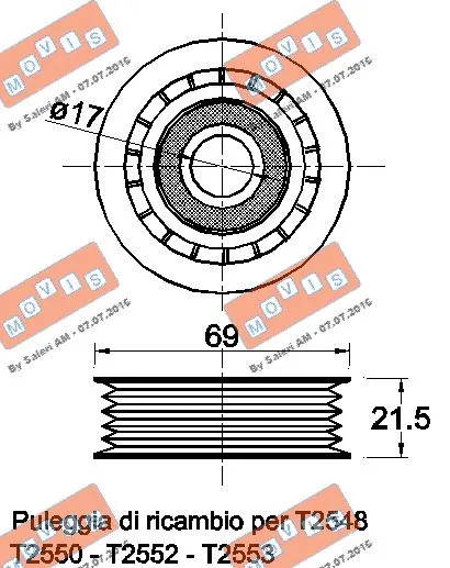 Deflection/Guide Pulley, V-ribbed belt