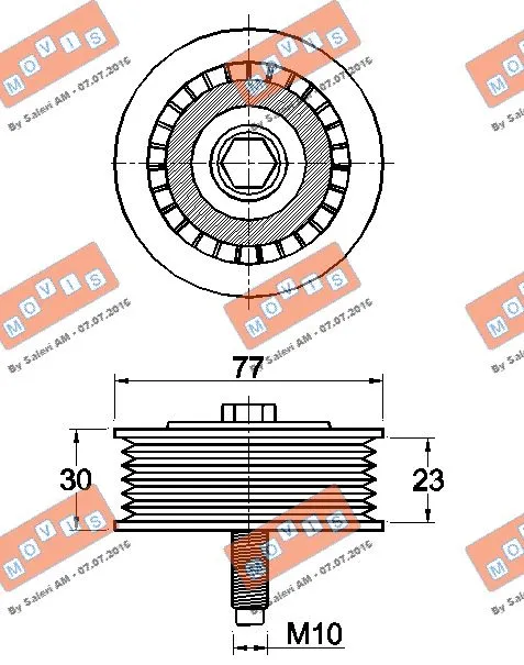 Deflection/Guide Pulley, V-ribbed belt