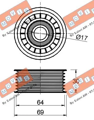 Deflection/Guide Pulley, V-ribbed belt