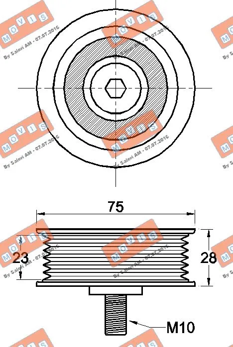 Deflection/Guide Pulley, V-ribbed belt