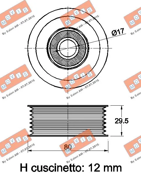 Deflection/Guide Pulley, V-ribbed belt