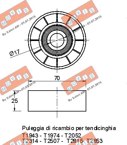 Deflection/Guide Pulley, V-ribbed belt