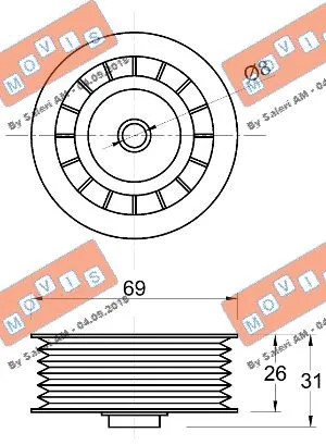 Deflection/Guide Pulley, V-ribbed belt